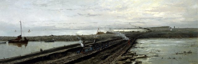 Building the new harbour at Enkhuizen by Hendrik Willem Mesdag