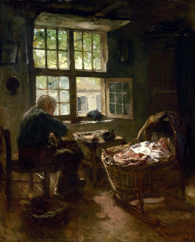 Under father's wing by Albert Neuhuys
