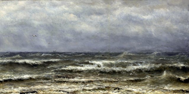 Branding op de Noordzee by Hendrik Willem Mesdag