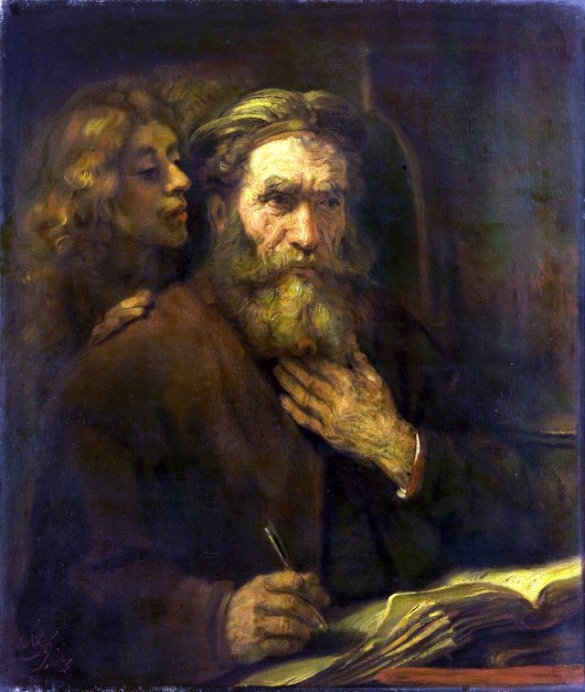 St. Matthew and the Angel by Kamal-ol-molk (after Rembrandt) by Kamal-ol-molk