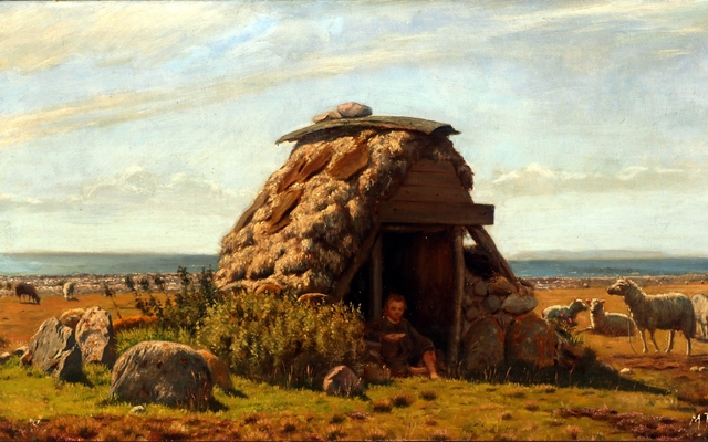 A shepherd and his sheep by Hans Michael Therkildsen