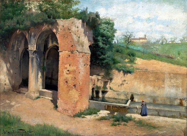 Water and antique Ruin, Italy by Asta Nørregaard