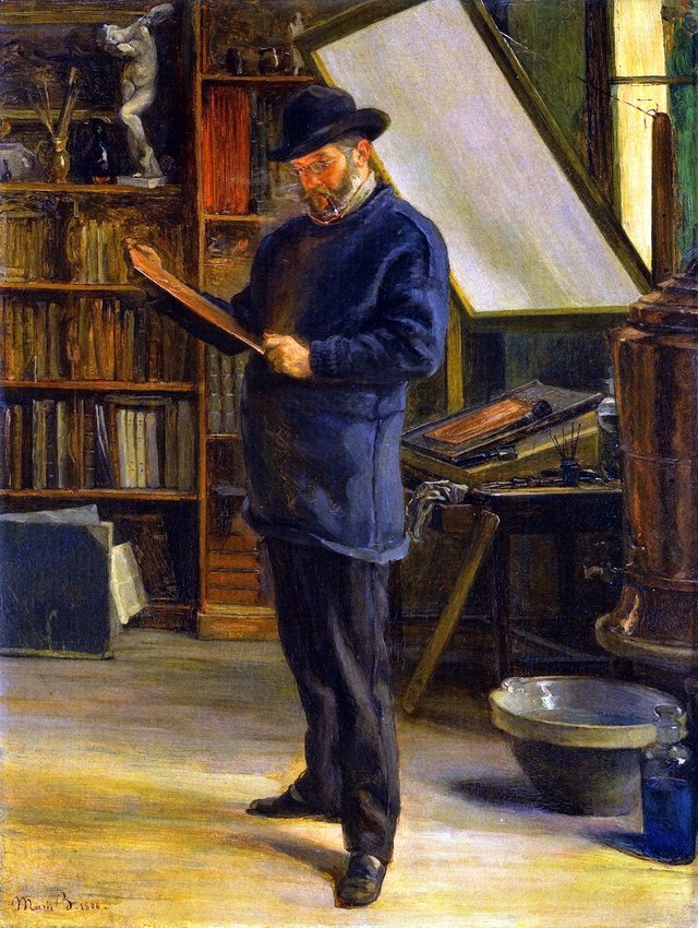 Félix Bracquemond in His Studio by Marie Bracquemond