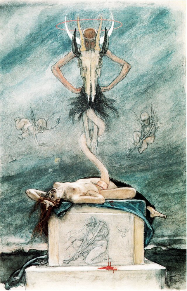 Die Satanisten. Das Opfer. by Félicien Rops