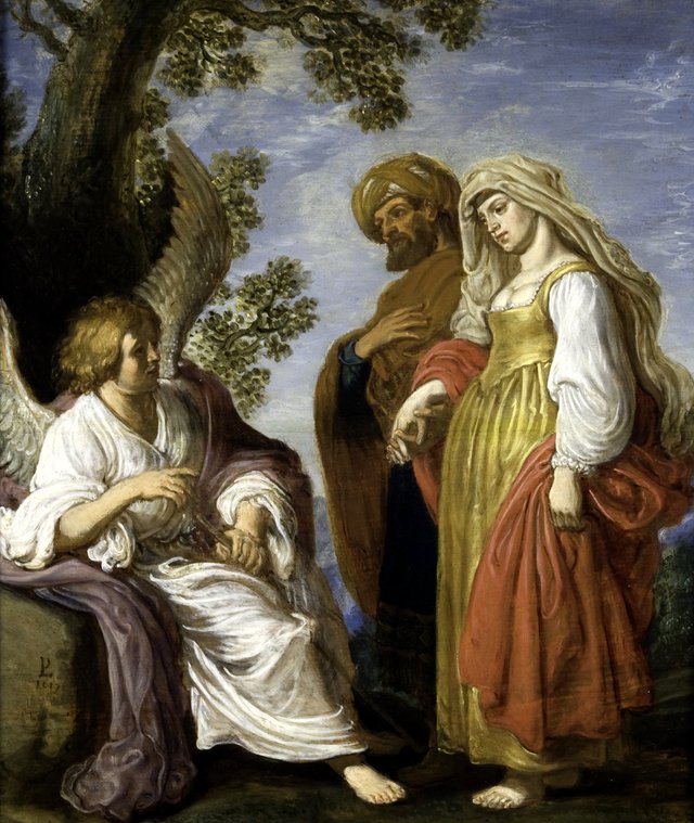 The Annunciation of the birth of Samson to Manoah and his wife (Judges 13:2-3) by Pieter Lastman
