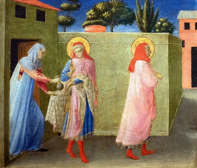 Der hl. Damian erhält Geld by Fra Angelico