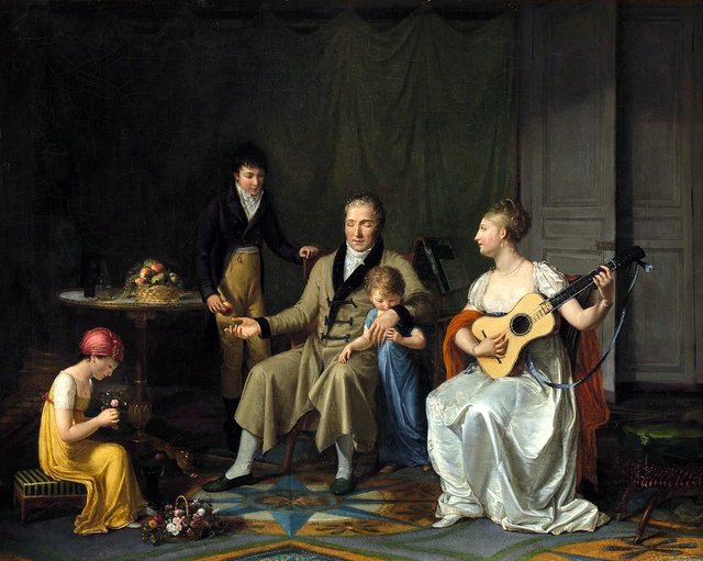 Un aveugle entouré de ses enfants est consolé de la perte de la vue par la jouissance des quatre autres sens by Constance Marie Charpentier