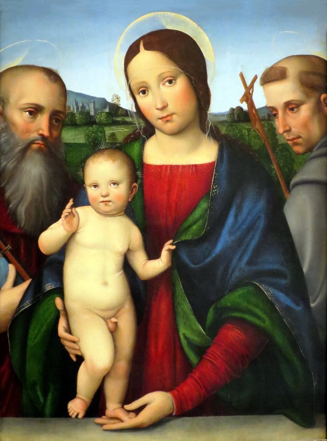 Madonna and Child with Saints Jerome and Francis by Francesco Francia