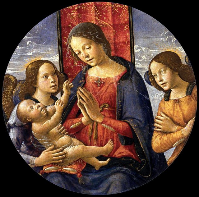 Madonna adoring the Child with two angels by Domenico Ghirlandaio