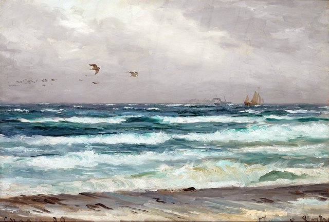 Surf at Skagen. by Carl Locher
