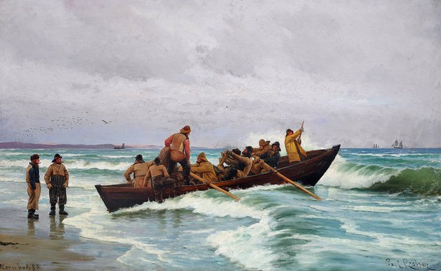 The lifeboat is heading out. by Carl Locher