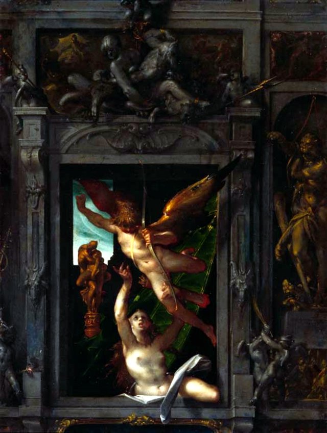 Amor fleeing Psyche by Bartholomeus Spranger
