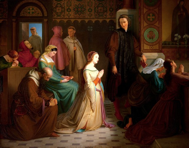 Meeting of Petrarch and Laura in Avignon in the Year 1327 by Josef Mánes