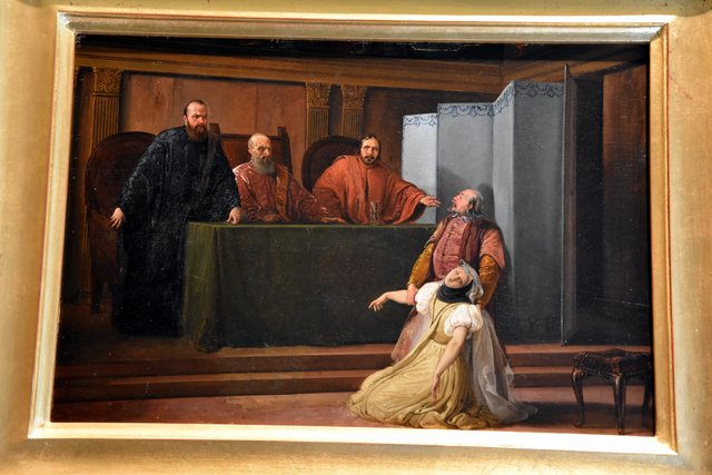 Valenza Gradenigo faints in front of her father, the Inquisitor by Francesco Hayez