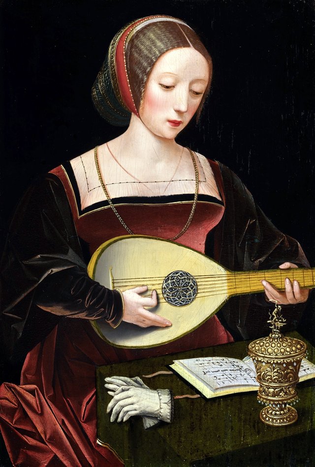 Saint Mary Magdalene playing the lute by Master of the Female Half-Lengths