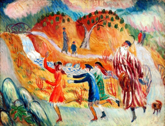 Children Roller Skating by William James Glackens