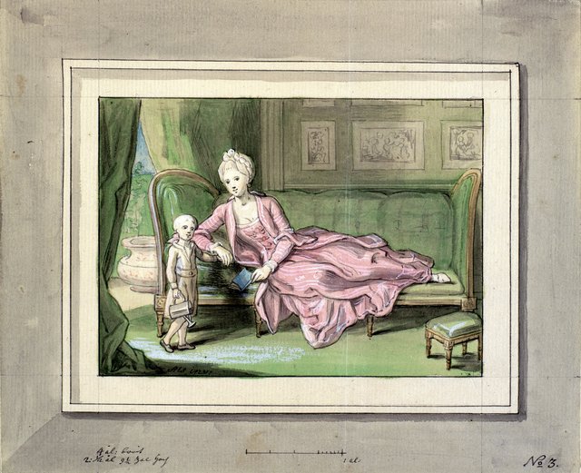 The third sketch for a painting of Caroline Mathilde of Denmark with crown prince Frederik by Peder Als