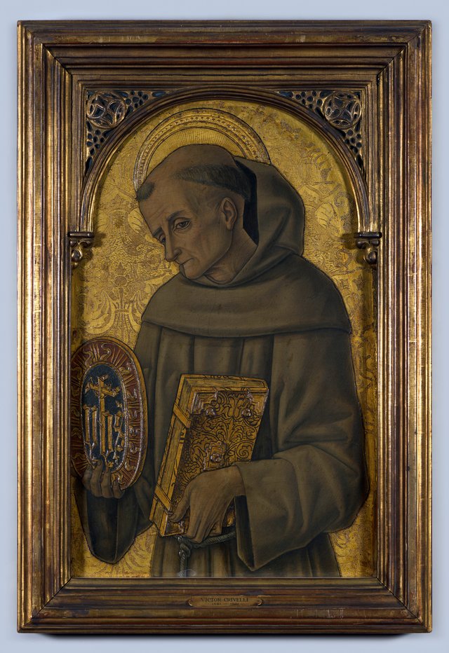 Portret "De heilige Bernardinus van Siena" tempera en olie op hout door Vittore Crivelli, 1479- ca. 1484, Marche by Vittore Crivelli
