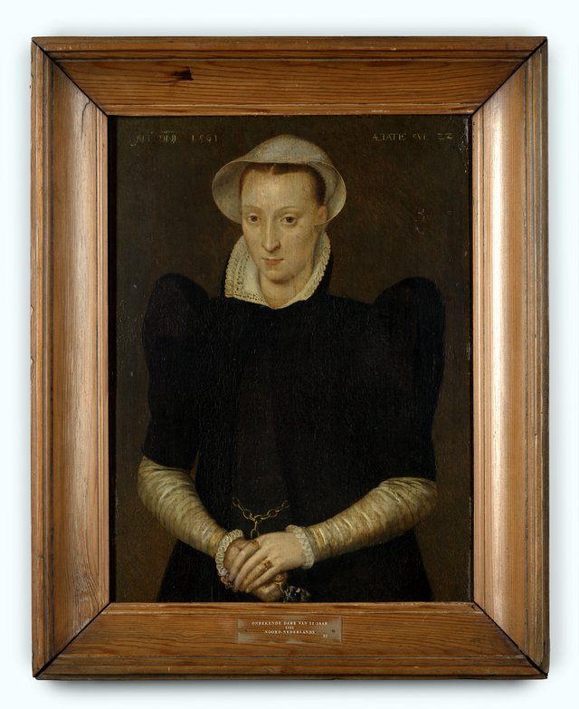 Portret "Onbekende vrouw" op hout uit de omgeving A. Moro, 1561 by Antonis Mor