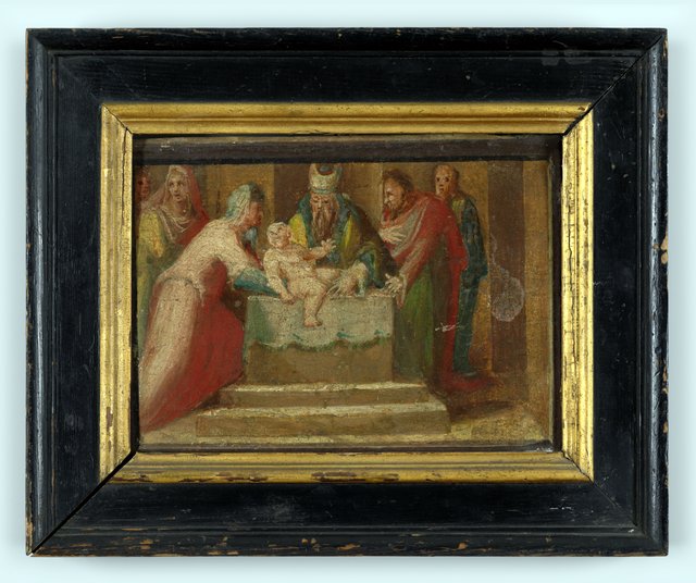 De opdracht in de tempel by Domenico Beccafumi