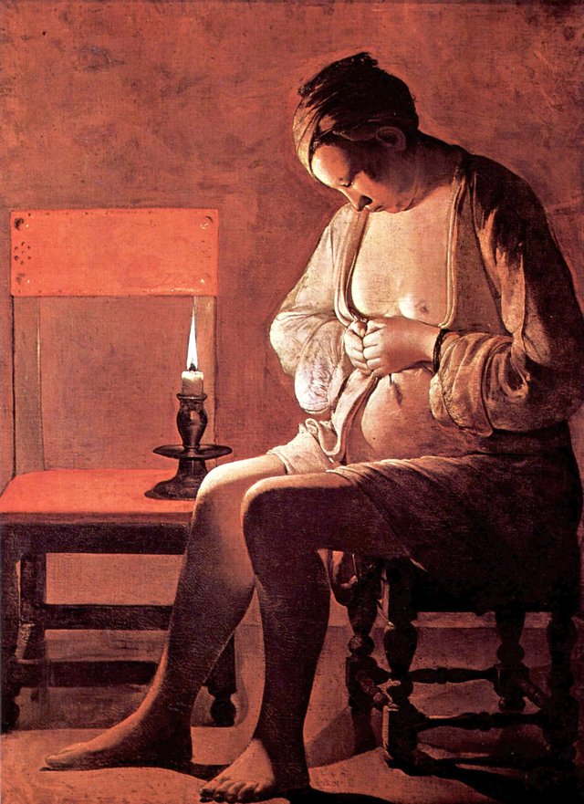 Woman Catching Fleas by Georges de La Tour