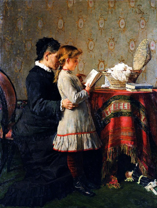 The grandmother’s lesson by Silvestro Lega
