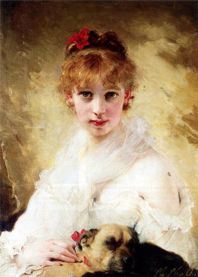 Her Favourite Dog by Charles Joshua Chaplin