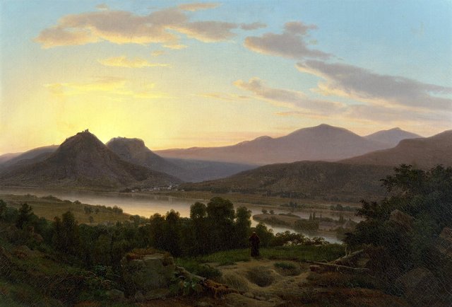 Sunrise, View of Drachenfels from Rolandseck by Worthington Whittredge