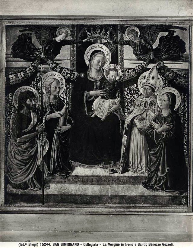 The Madonna and Child Enthroned with Saints John the Baptist, Mary Magdalene, Augustine and Martha by Benozzo Gozzoli