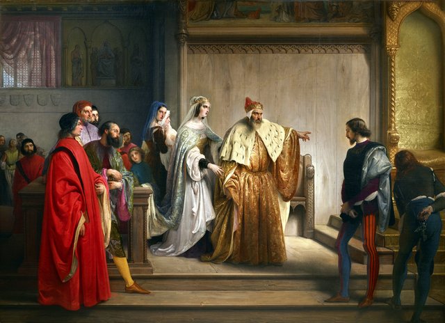 Doge Marino Falier accusing Michele Steno of responsibility for the inscription insulting him and the Dogaressa ( by Francesco Hayez
