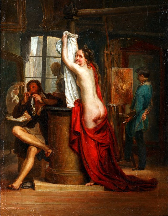 A Nude Model in an Artist's Studio by Hortense Haudebourt-Lescot