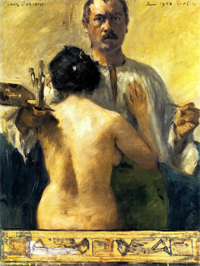 Self portrait with model by Lovis Corinth