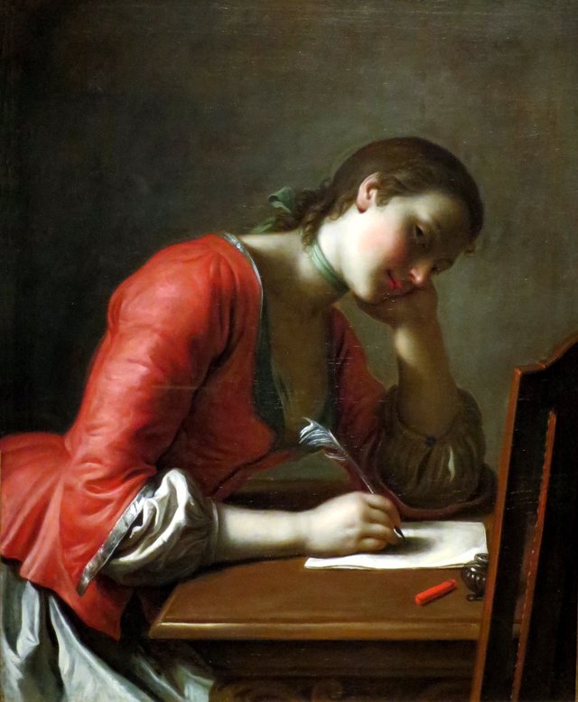 Young Girl Writing a Love Letter by Pietro Rotari