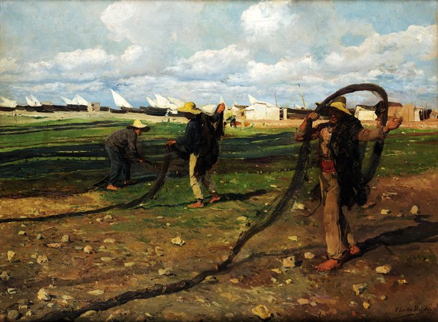 Fishermen taking up nets by Joaquín Sorolla