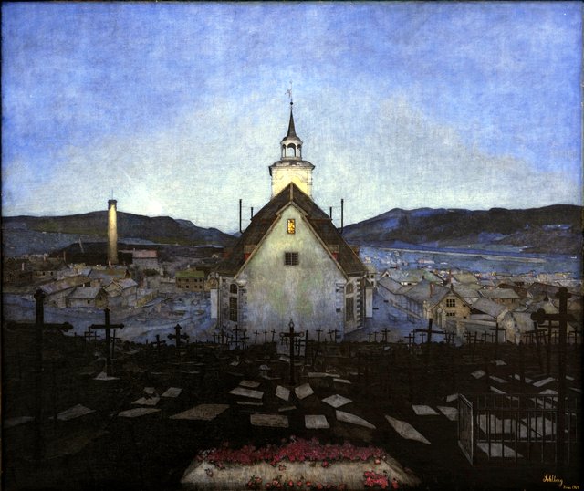 Night (Røros Church) by Harald Sohlberg