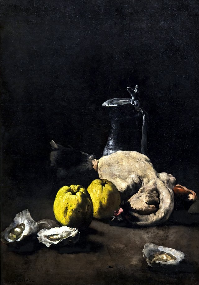 Still life with plucked poultry by Augustin Théodule Ribot