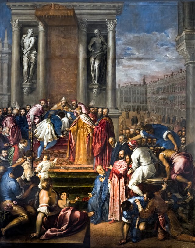 The Pope allows Otto to go to his father to negotiate peace by Palma il Giovane