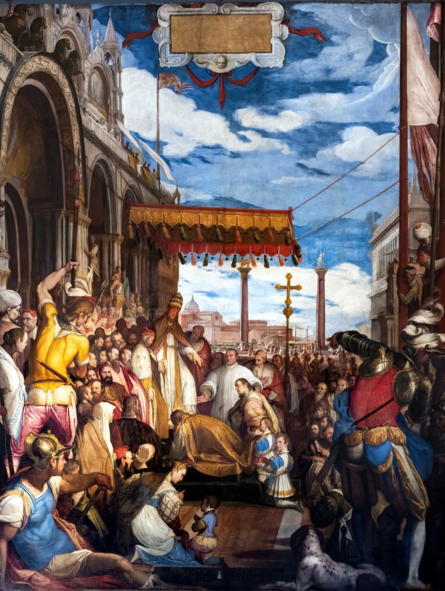 Barbarossa kisses the Pope's foot by Federico Zuccari