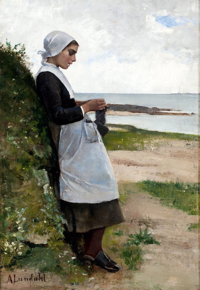 Breton Girl (Sock Knitter) by Amélie Lundahl