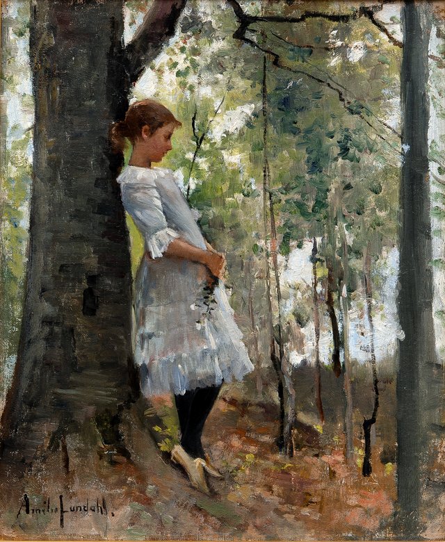 Girl in a Leaf Forest by Amélie Lundahl