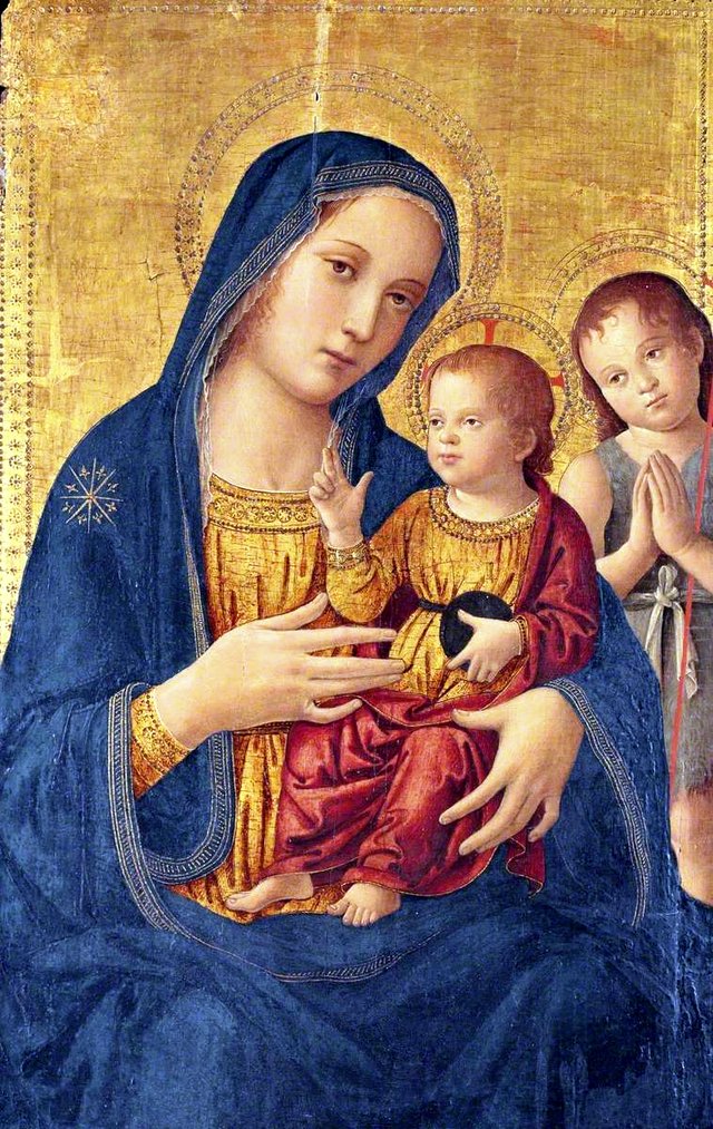 Virgin and Child with Saint John the Baptist (triptych, centre panel) by Antoniazzo Romano