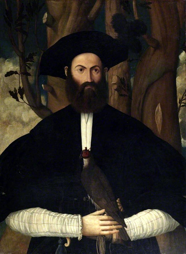 Bearded Man with a Falcon by Lazzaro Bastiani