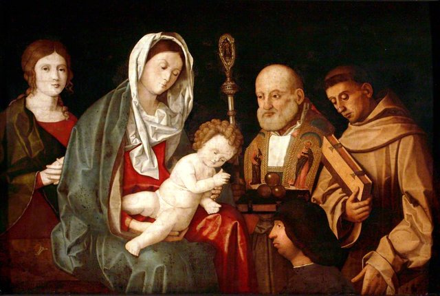 Madonna and Child with Saints Catherine (?), Nicholas and Francis by Vincenzo Catena