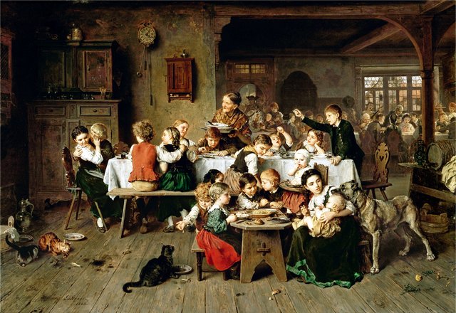 A children's party (the children's table) by Ludwig Knaus