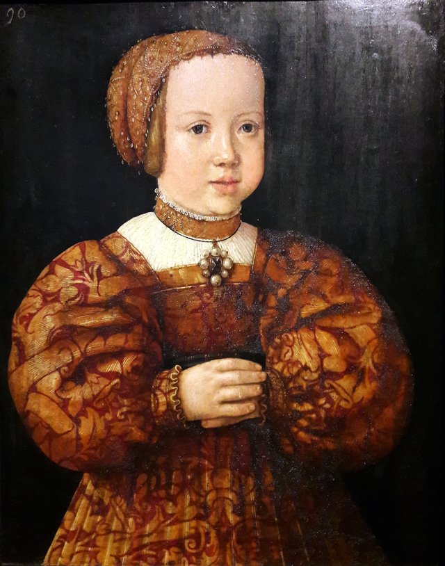 Portrait of Elizabeth of Austria (1526-1545) aged four. by Jakob Seisenegger