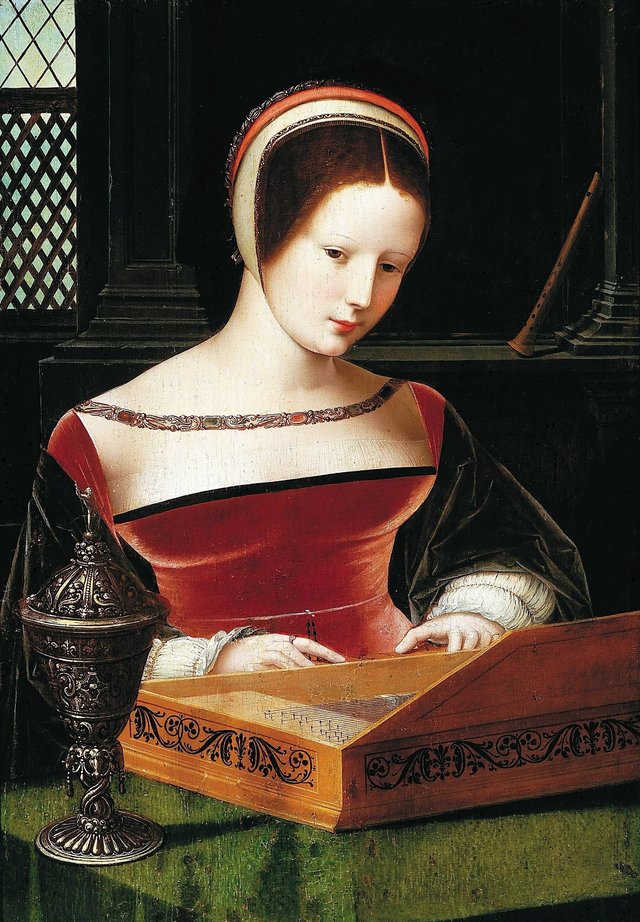 Lady playing a clavichord by Master of the Female Half-Lengths