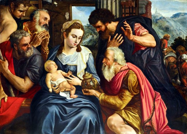 Adoration of the Magi by Adriaen Thomasz. Key