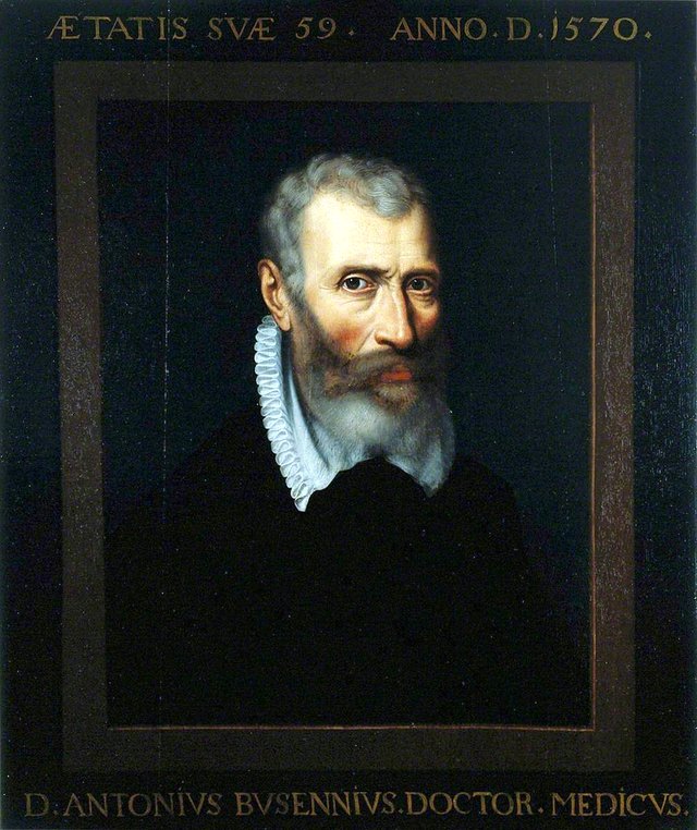 Antonius Busennius, Professor of Medicine at Louvain (1548–1550), City Physician of Antwerp, Medical Humanist by Adriaen Thomasz. Key