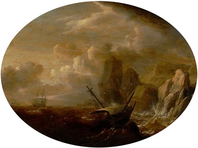 A Shipwreck on a Rocky Coast by Jan Porcellis