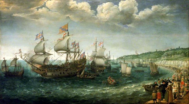 Embarkation of the Elector Palatine in the 'Prince Royal' at Margate, 25 April 1613 by Adam Willaerts